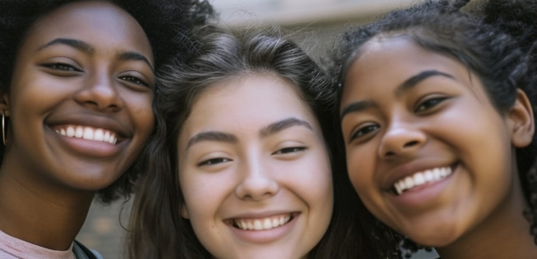 Three smiling women